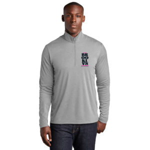 Left Chest Print Light Heather Grey Tech 1/4 Zip